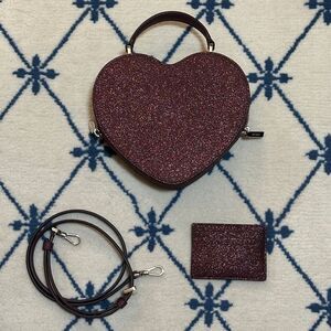 Kate Spade Love Shack Glitter Heart Purse & Card Case in Deep Nova